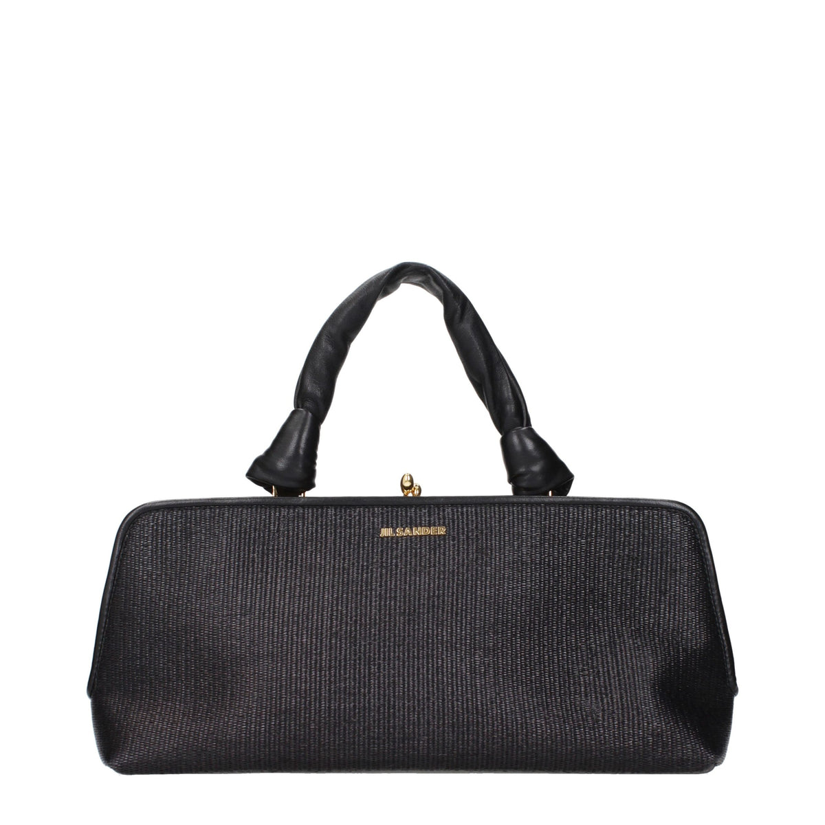 Sac à main Jil Sander en raphia noir
