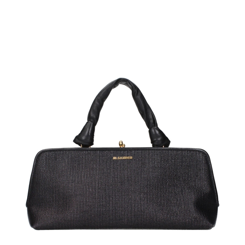 Sac à main Jil Sander en raphia noir