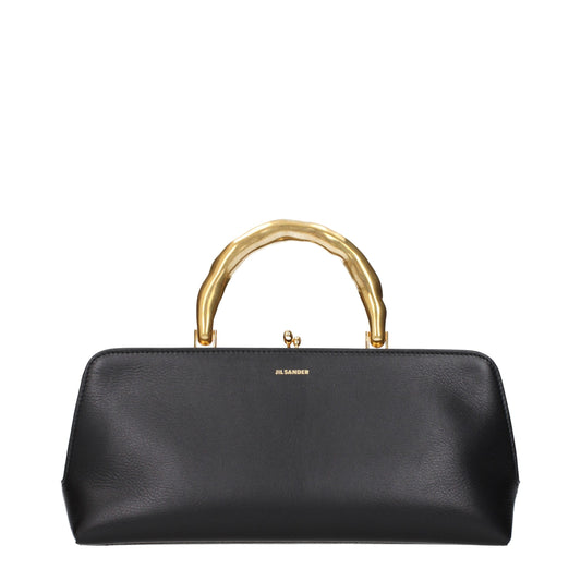 Sac à main en cuir noir Jil Sander