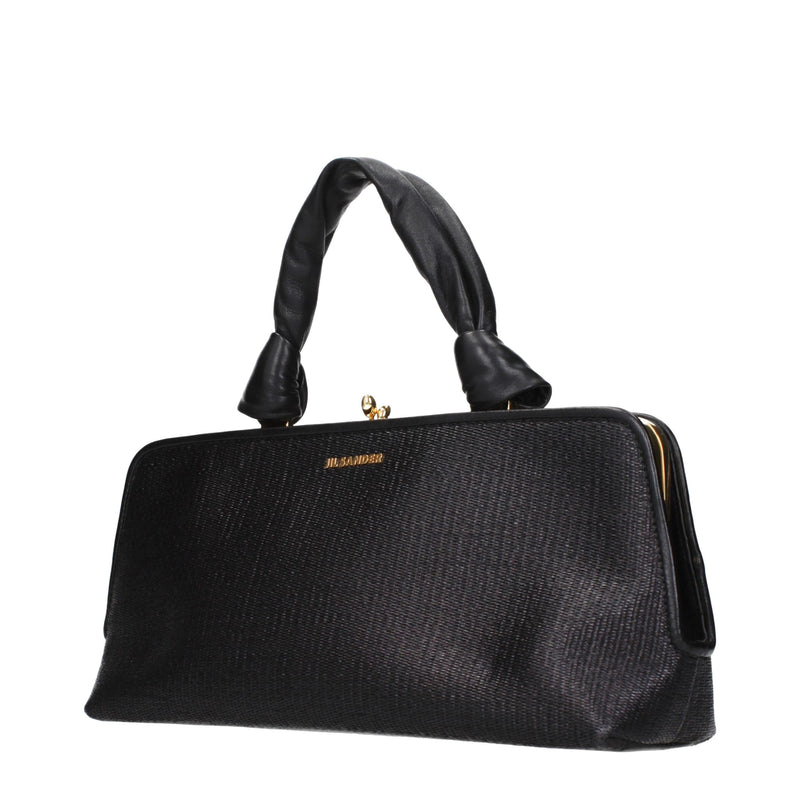 Sac à main Jil Sander en raphia noir