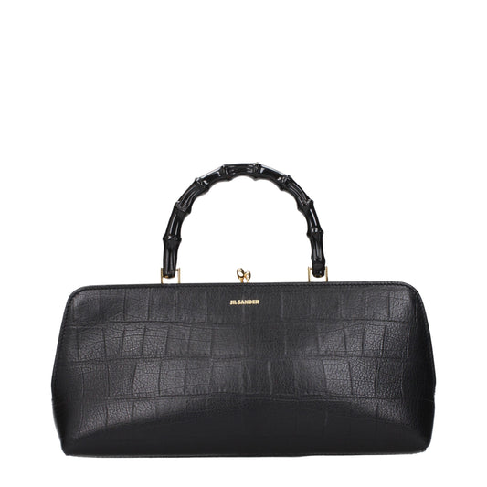 Sac à main en cuir noir Jil Sander