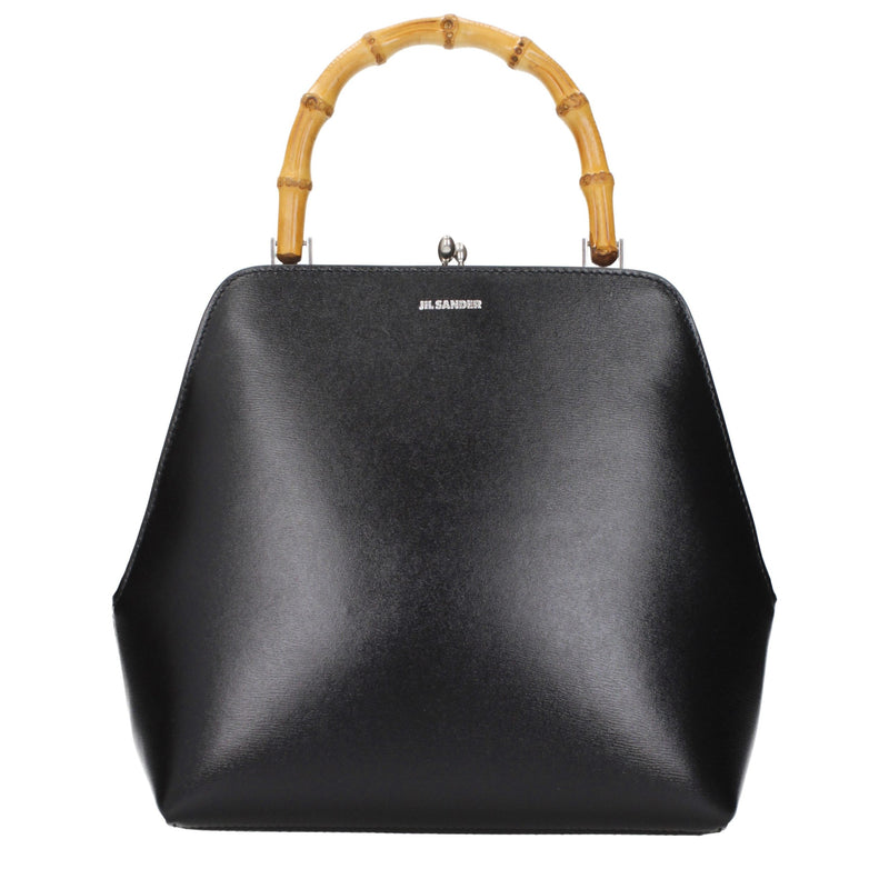 Sac à main en cuir noir Jil Sander