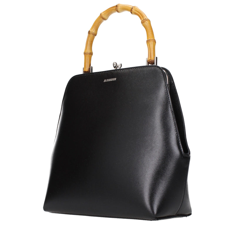Sac à main en cuir noir Jil Sander