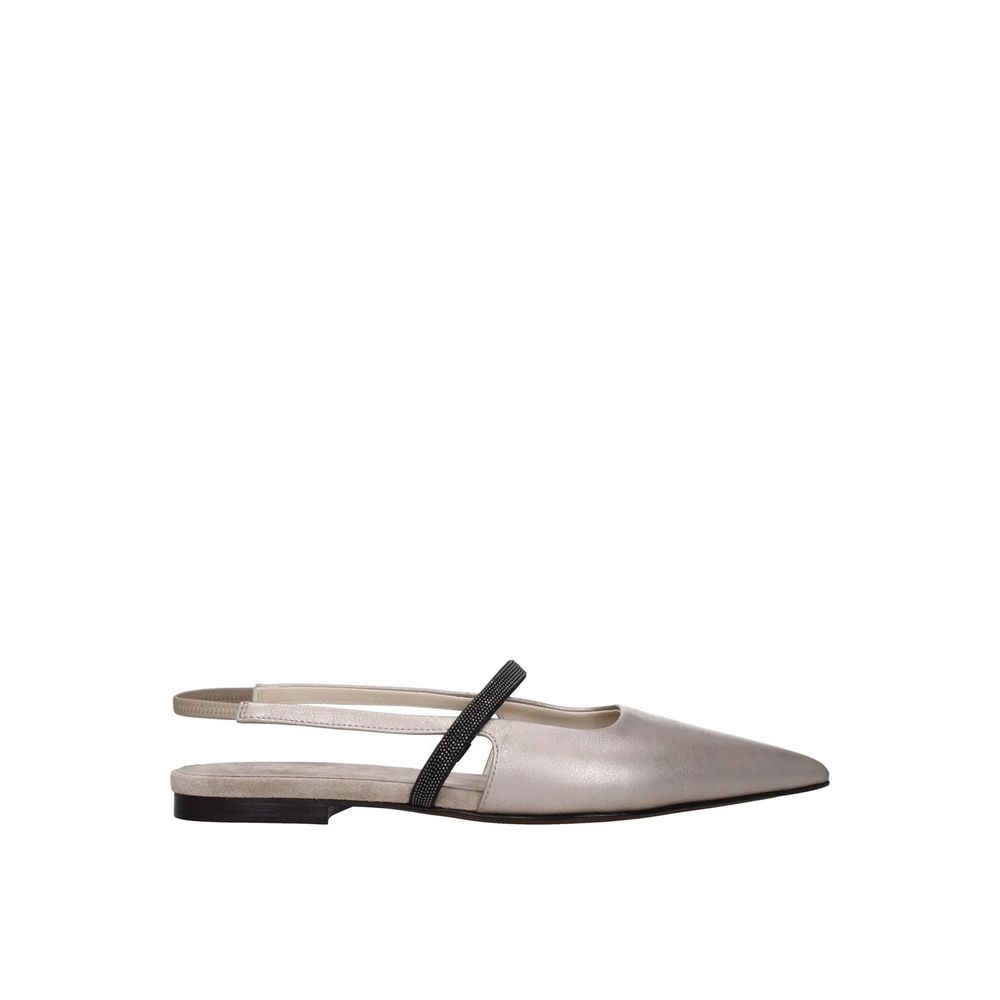 Brunello Cucinelli Beige Leather Mules for Women