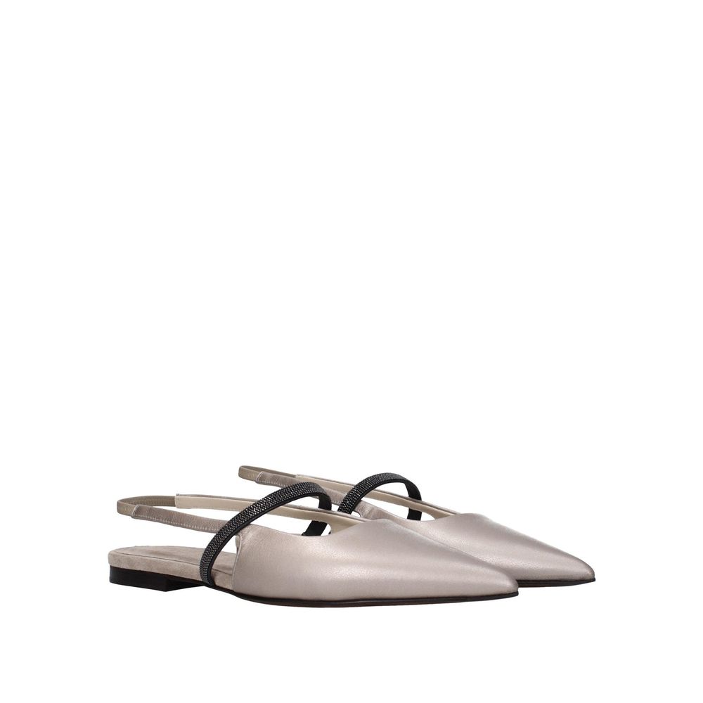 Brunello Cucinelli Beige Leather Mules for Women
