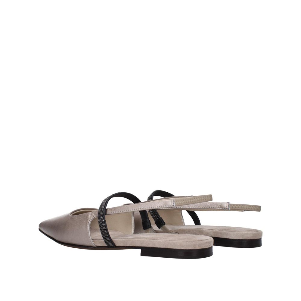 Brunello Cucinelli Beige Leather Mules for Women