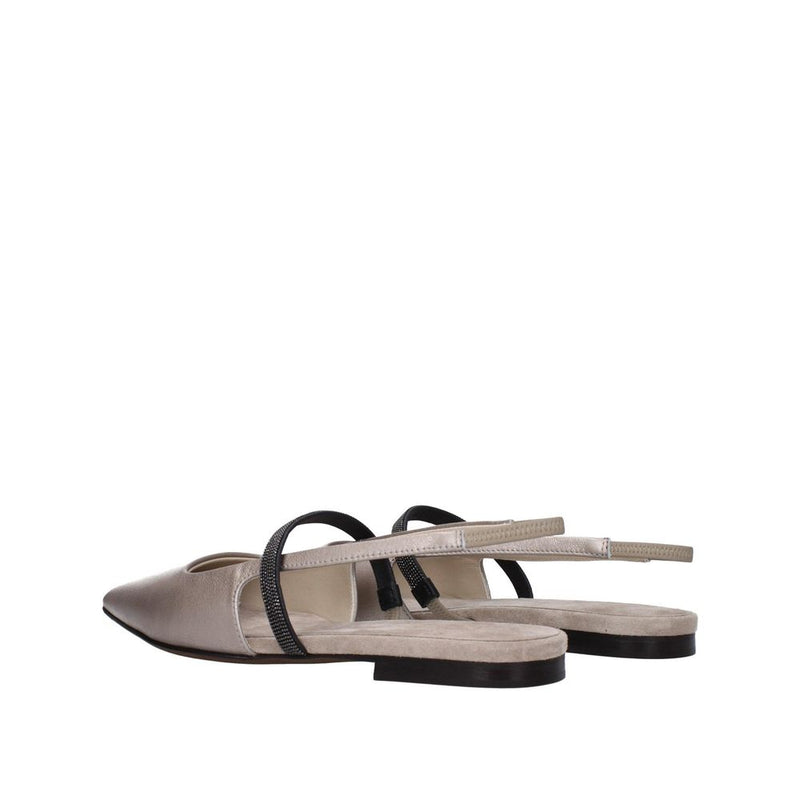 Brunello Cucinelli Beige Leather Mules for Women