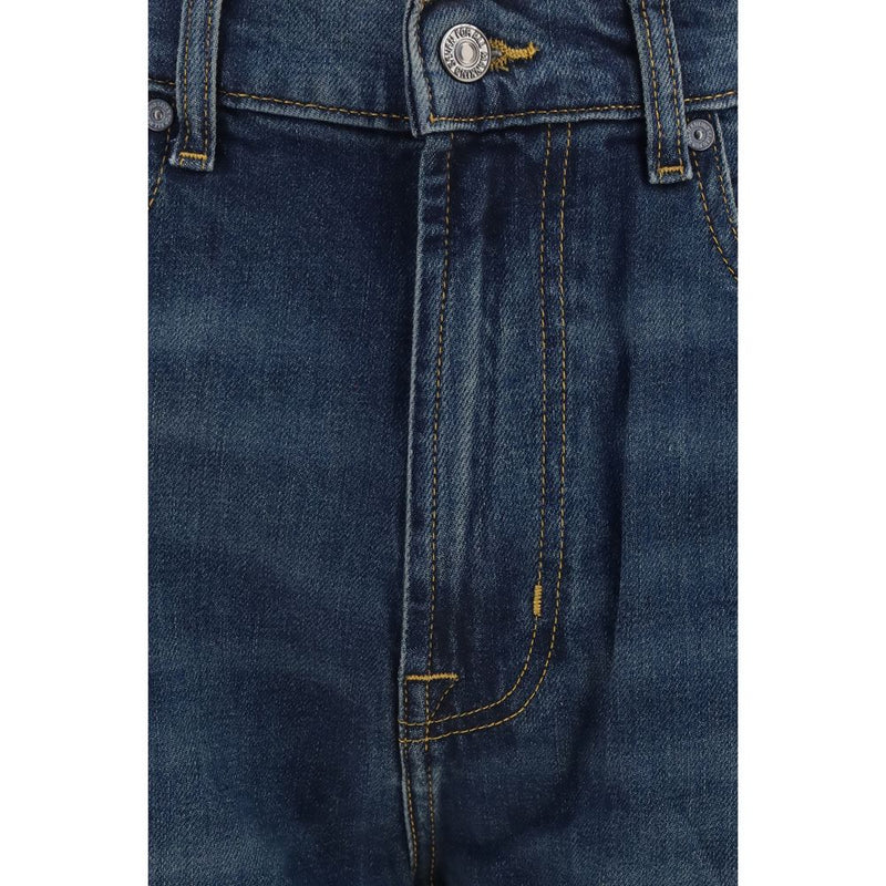 7FOR Blue Cotton Straight-Leg Jeans for Men