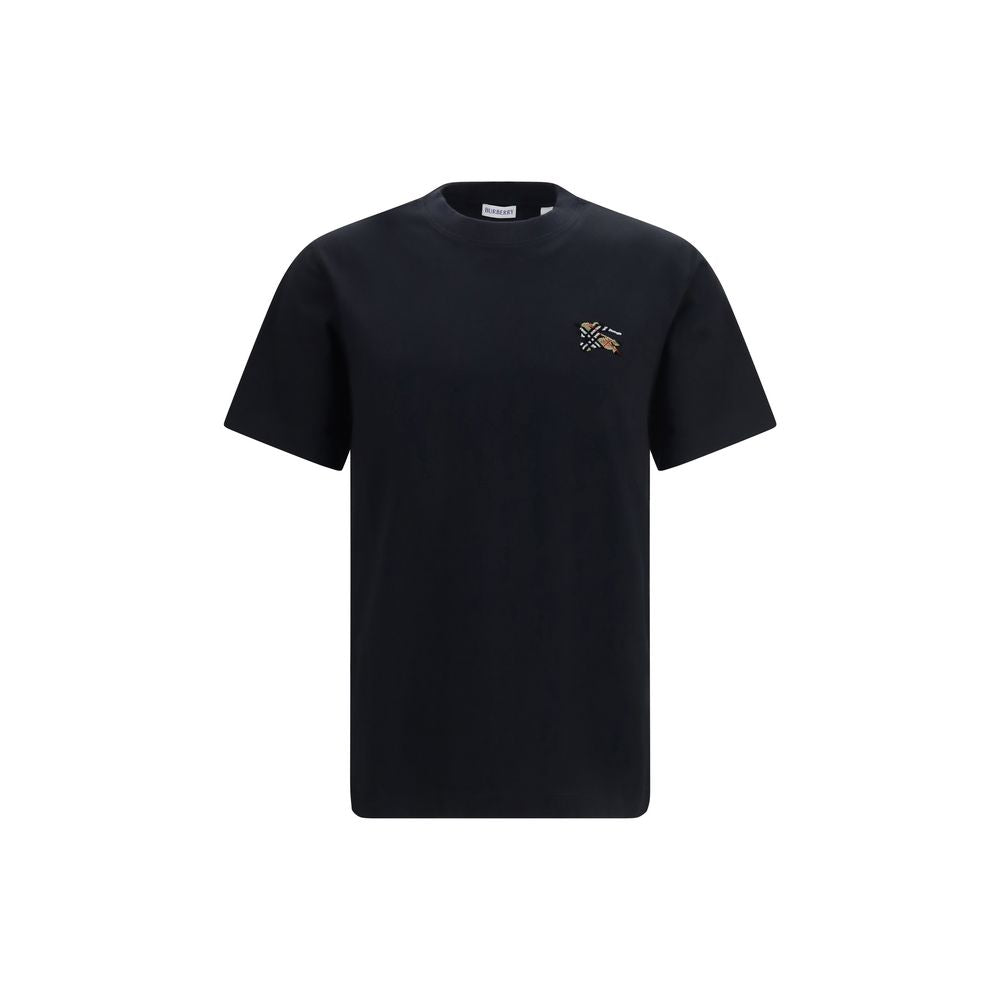 Burberry Black Cotton T-Shirt with Embroidered Logo