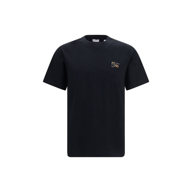 Burberry Black Cotton T-Shirt with Embroidered Logo