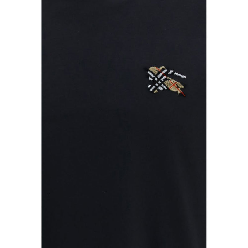 Burberry Black Cotton T-Shirt with Embroidered Logo