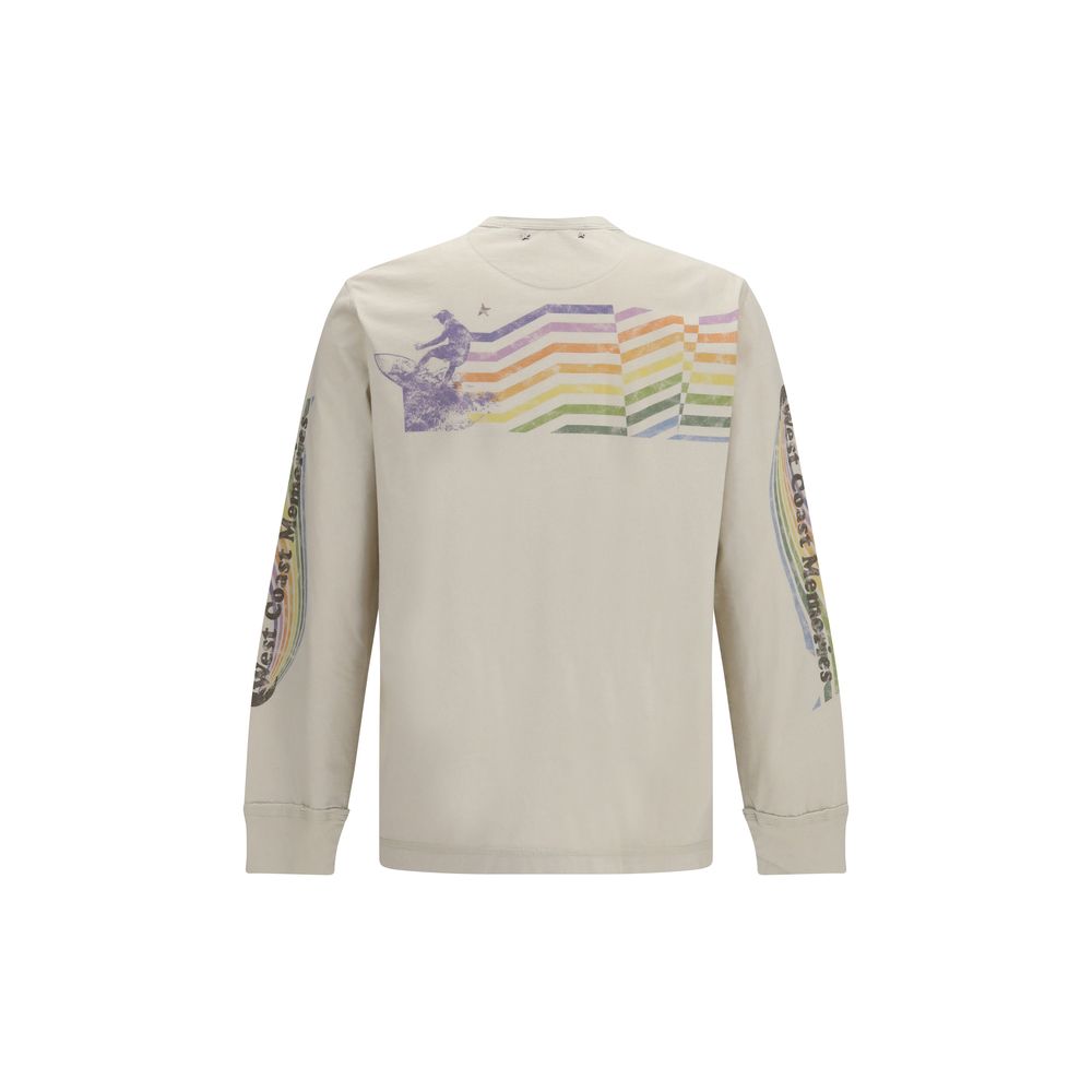 Golden Goose Beige Cotton Sweatshirt - Asymmetric Print Design