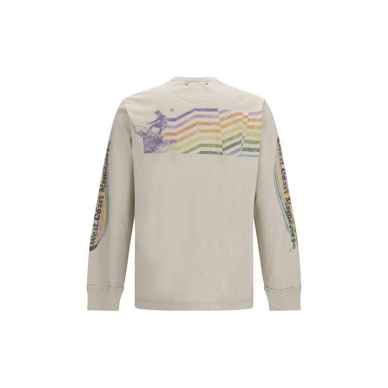 Golden Goose Beige Cotton Sweatshirt with Asymmetric Print