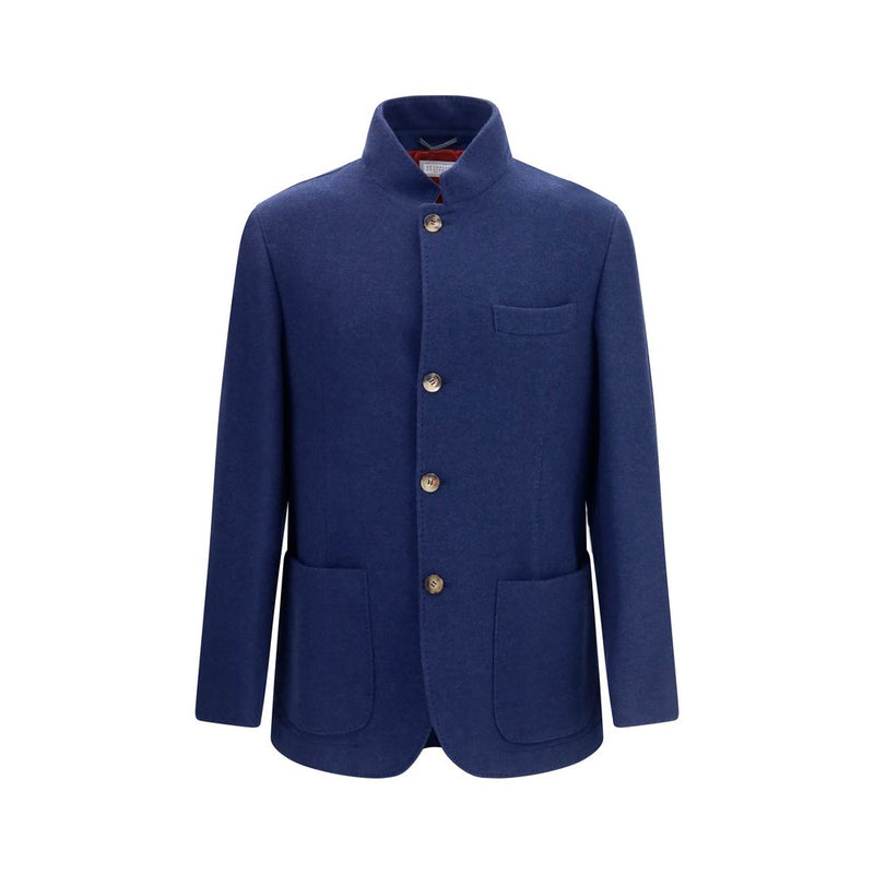 Veste longue Brunello Cucinelli en cachemire bleu