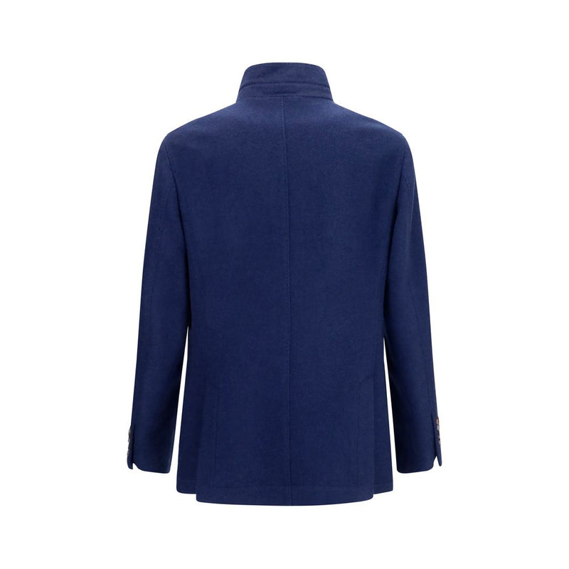 Veste longue Brunello Cucinelli en cachemire bleu