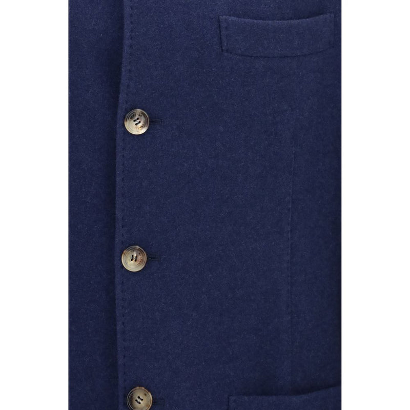Veste longue Brunello Cucinelli en cachemire bleu