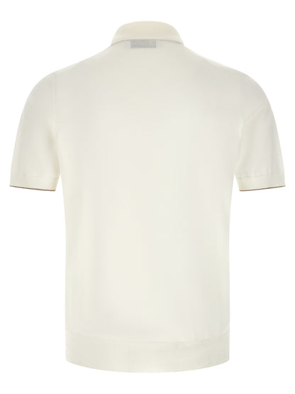 Brunello Cucinelli White Cotton Polo Shirt