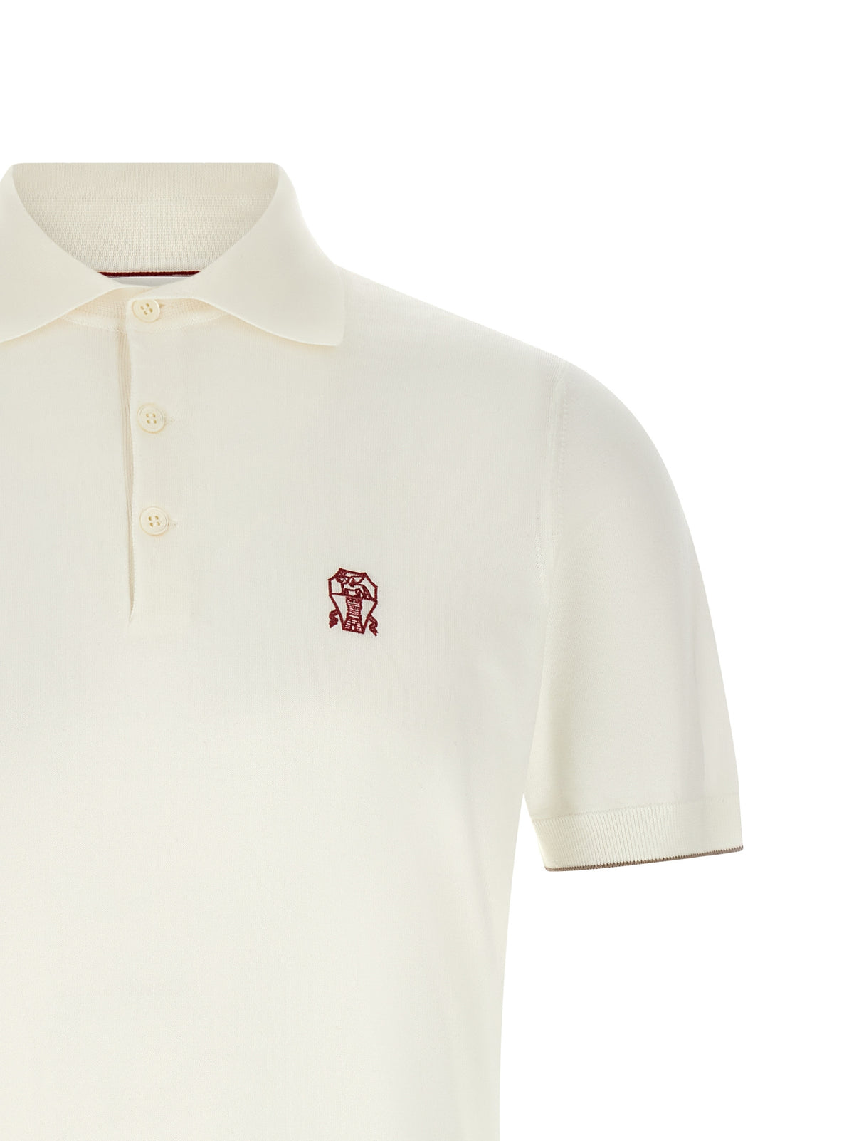 Brunello Cucinelli White Cotton Polo Shirt for Men
