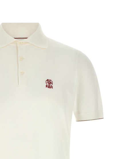 Brunello Cucinelli White Cotton Polo Shirt