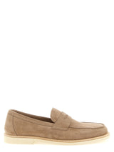 Mocassins à enfiler beiges en veau Brunello Cucinelli