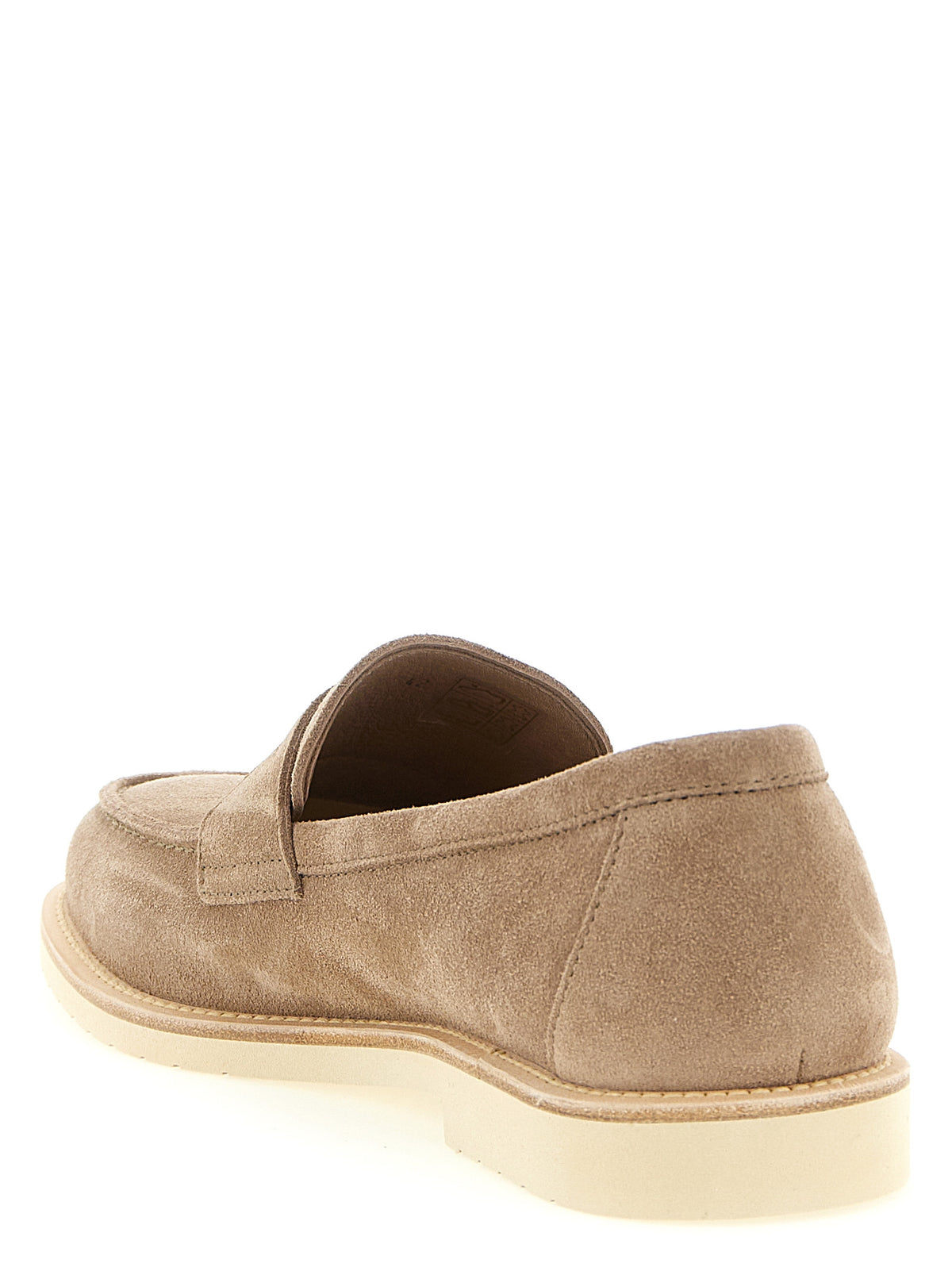 Mocassins à enfiler beiges en veau Brunello Cucinelli