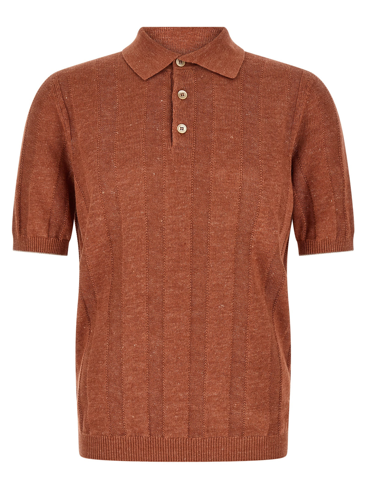 Brunello Cucinelli Orange Linen Polo Shirt for Men