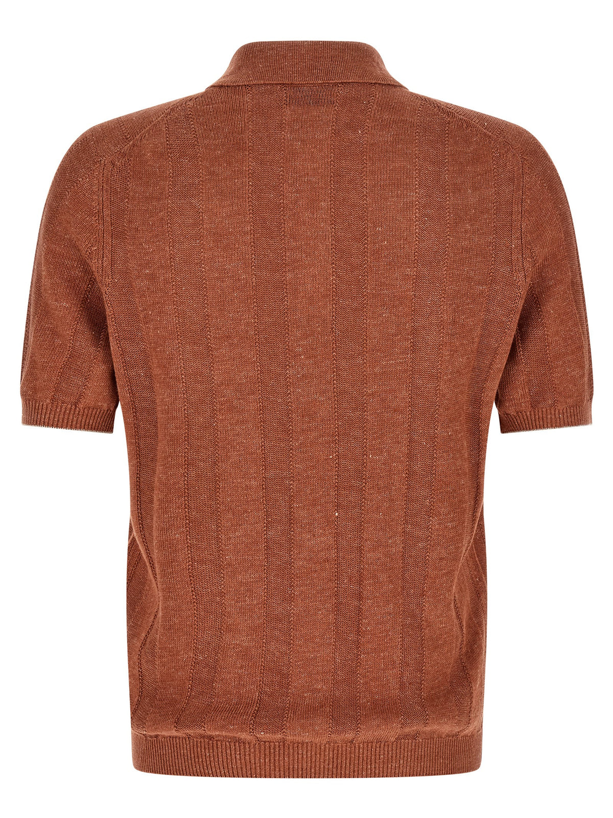 Brunello Cucinelli Orange Linen Polo Shirt for Men