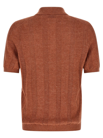 Brunello Cucinelli Orange Linen Polo Shirt
