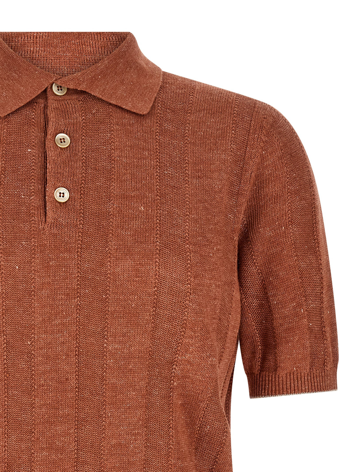 Brunello Cucinelli Orange Linen Polo Shirt for Men