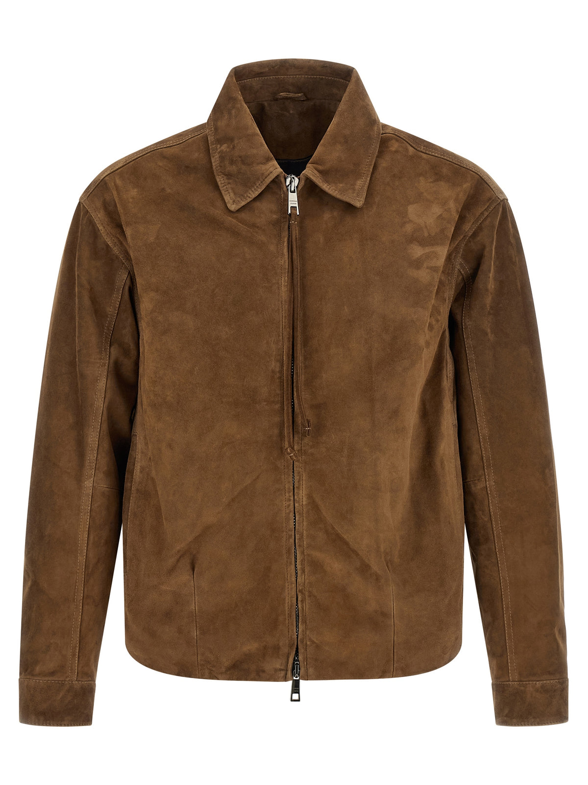 GIORGIO BRATO Blouson en cuir de veau marron