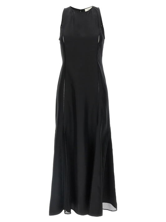 Robe midi en soie noire Loulou De Saison