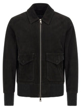 GIORGIO BRATO Blouson en cuir d'agneau noir