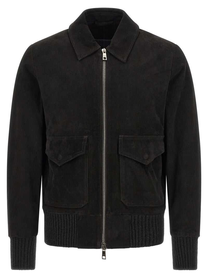 GIORGIO BRATO Blouson en cuir d'agneau noir