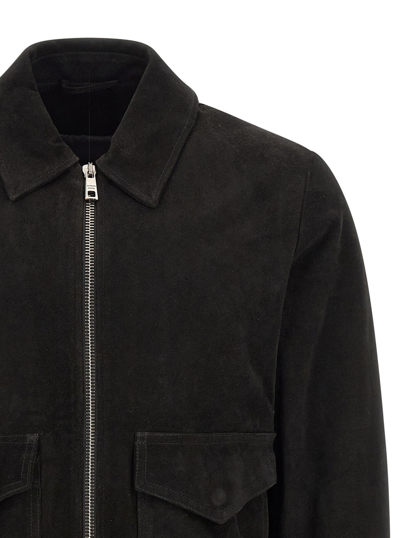GIORGIO BRATO Blouson en cuir d'agneau noir