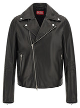 Blouson en cuir de vachette noir Diesel