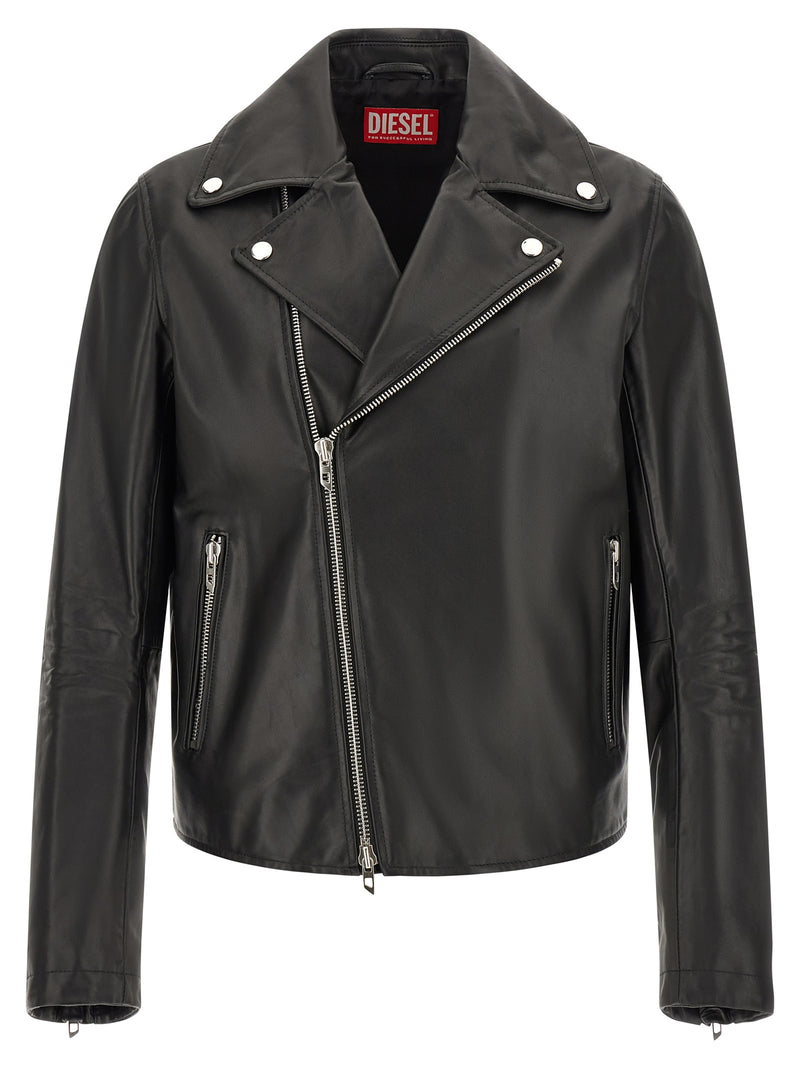Blouson en cuir de vachette noir Diesel