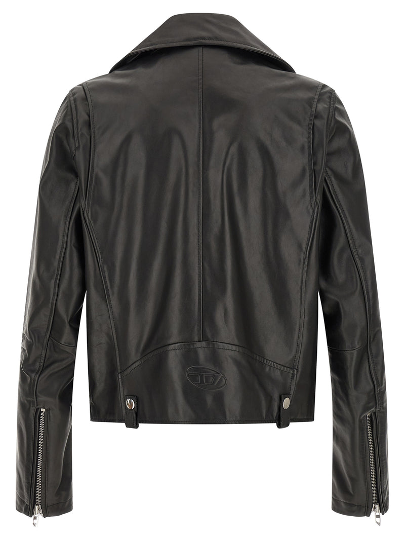 Blouson en cuir de vachette noir Diesel
