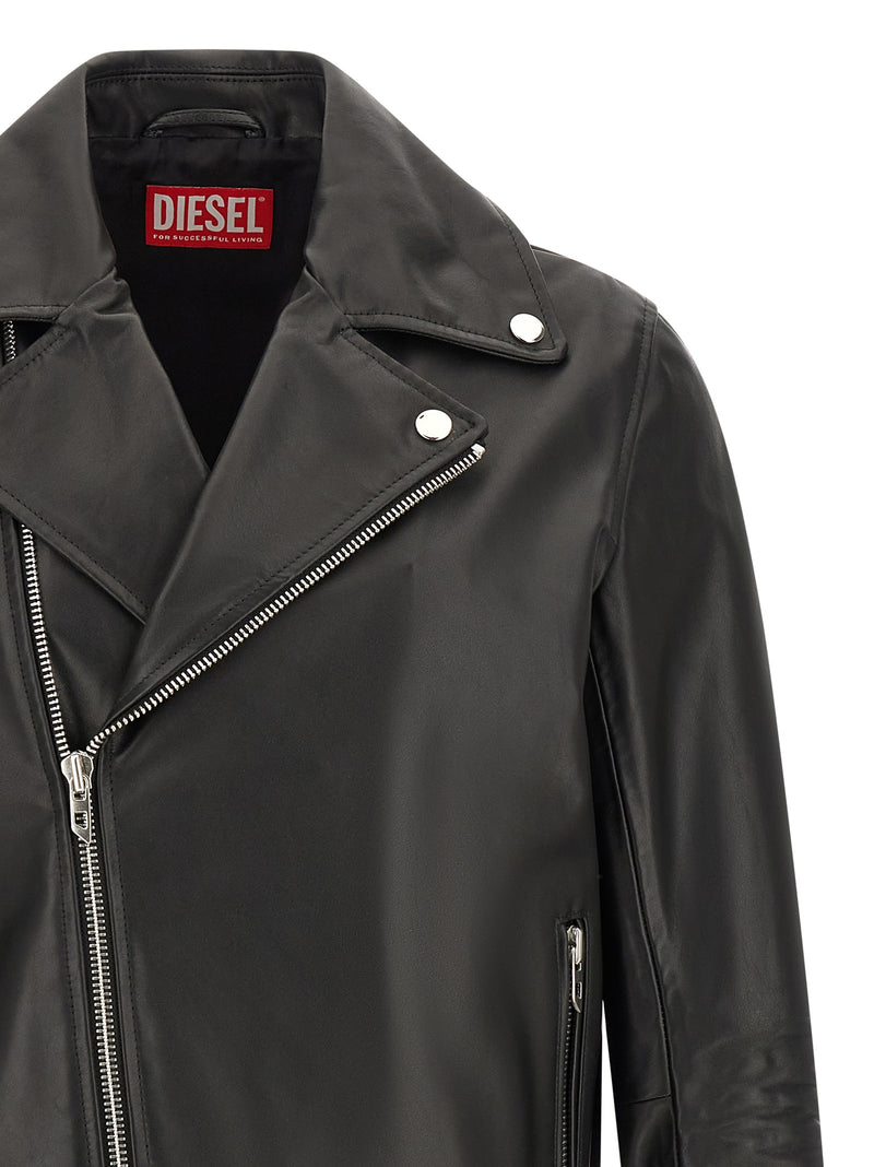 Blouson en cuir de vachette noir Diesel