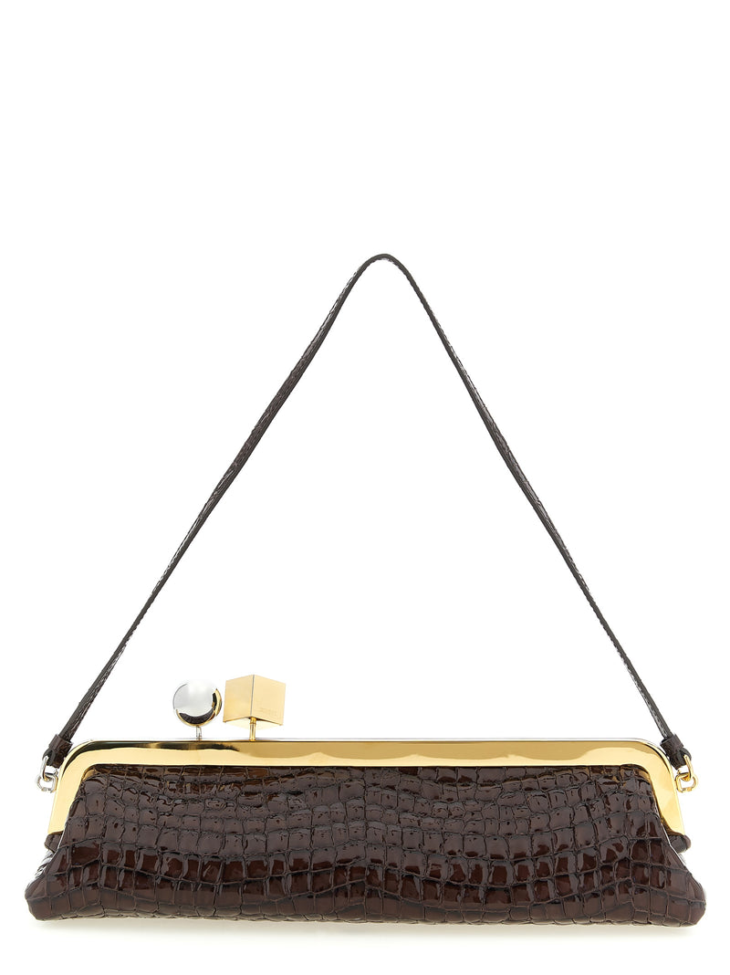 Sac pochette Jacquemus en peau de chèvre marron