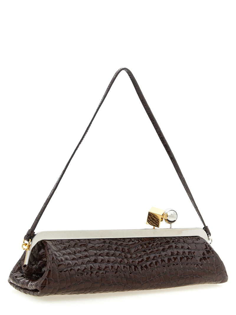 Sac pochette Jacquemus en peau de chèvre marron