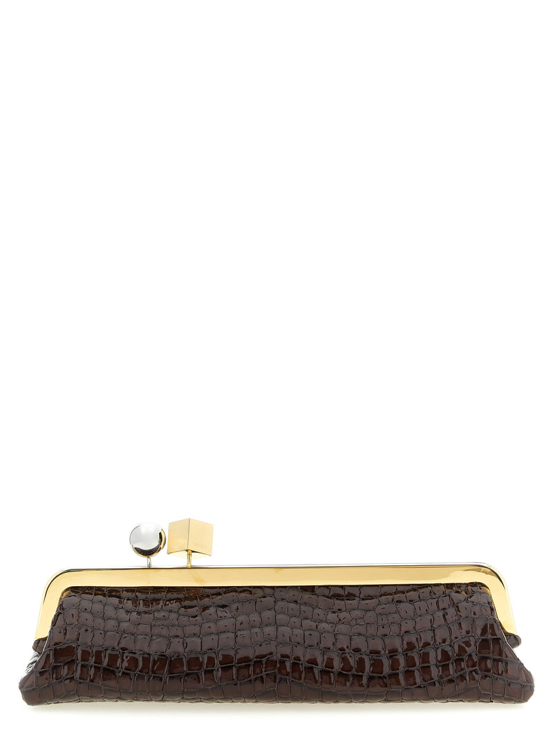 Sac pochette Jacquemus en peau de chèvre marron