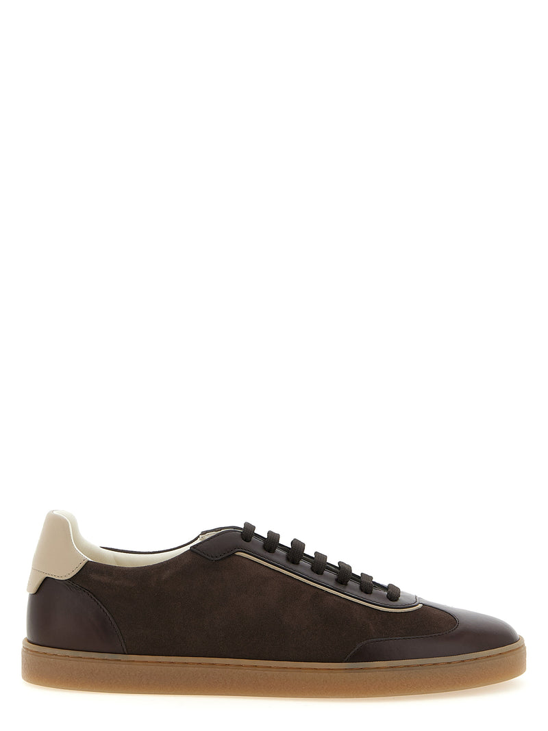 Baskets basses Brunello Cucinelli en cuir de veau marron