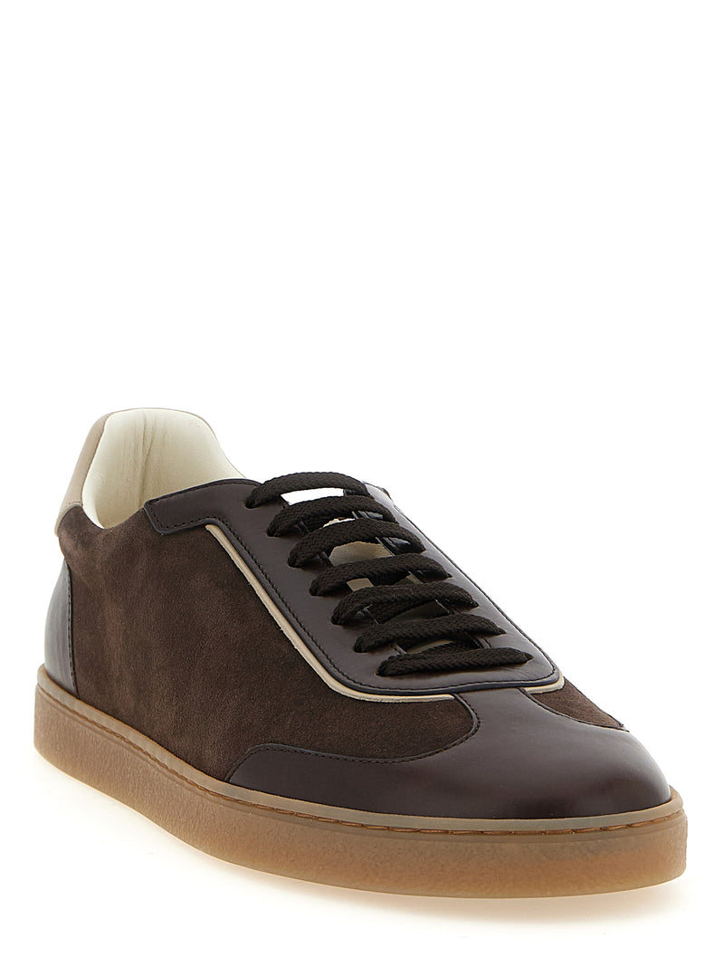 Baskets basses Brunello Cucinelli en cuir de veau marron