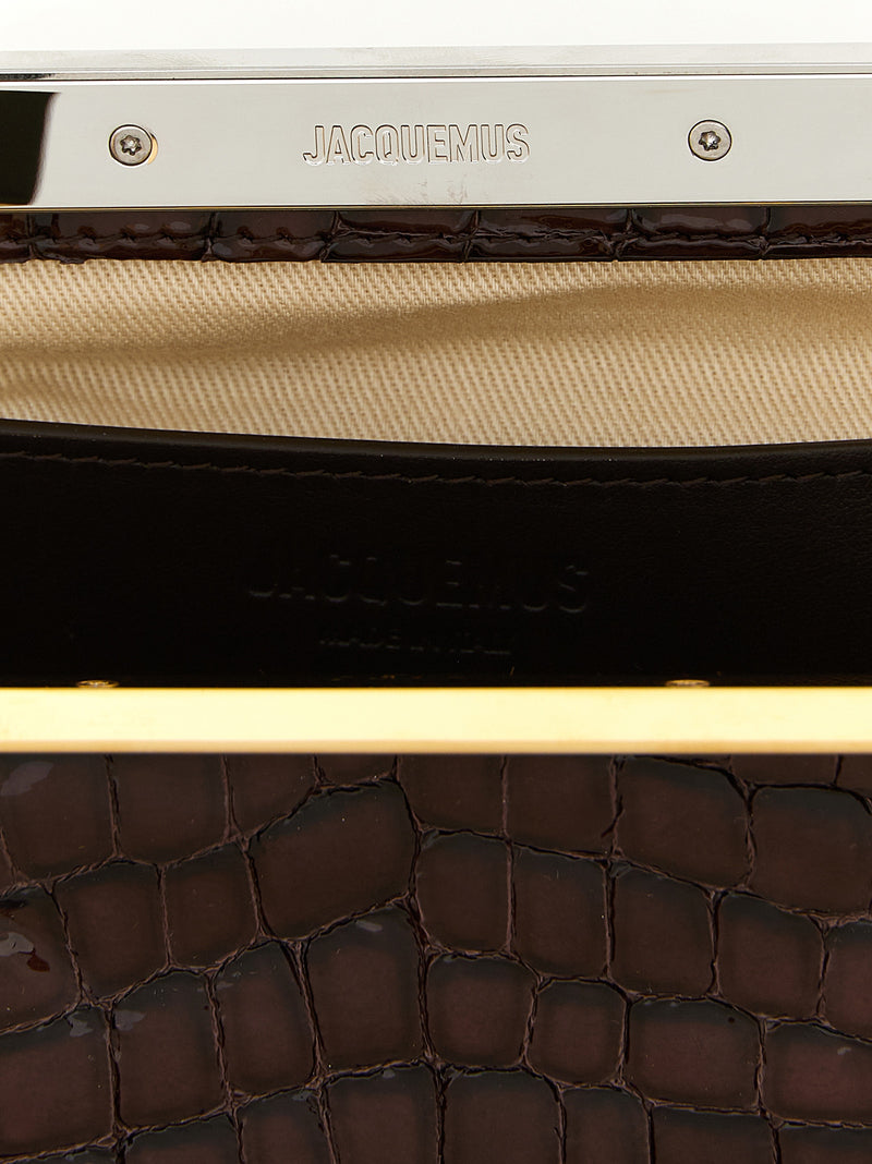 Sac pochette Jacquemus en peau de chèvre marron