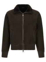 GIORGIO BRATO Blouson en cuir d'agneau marron