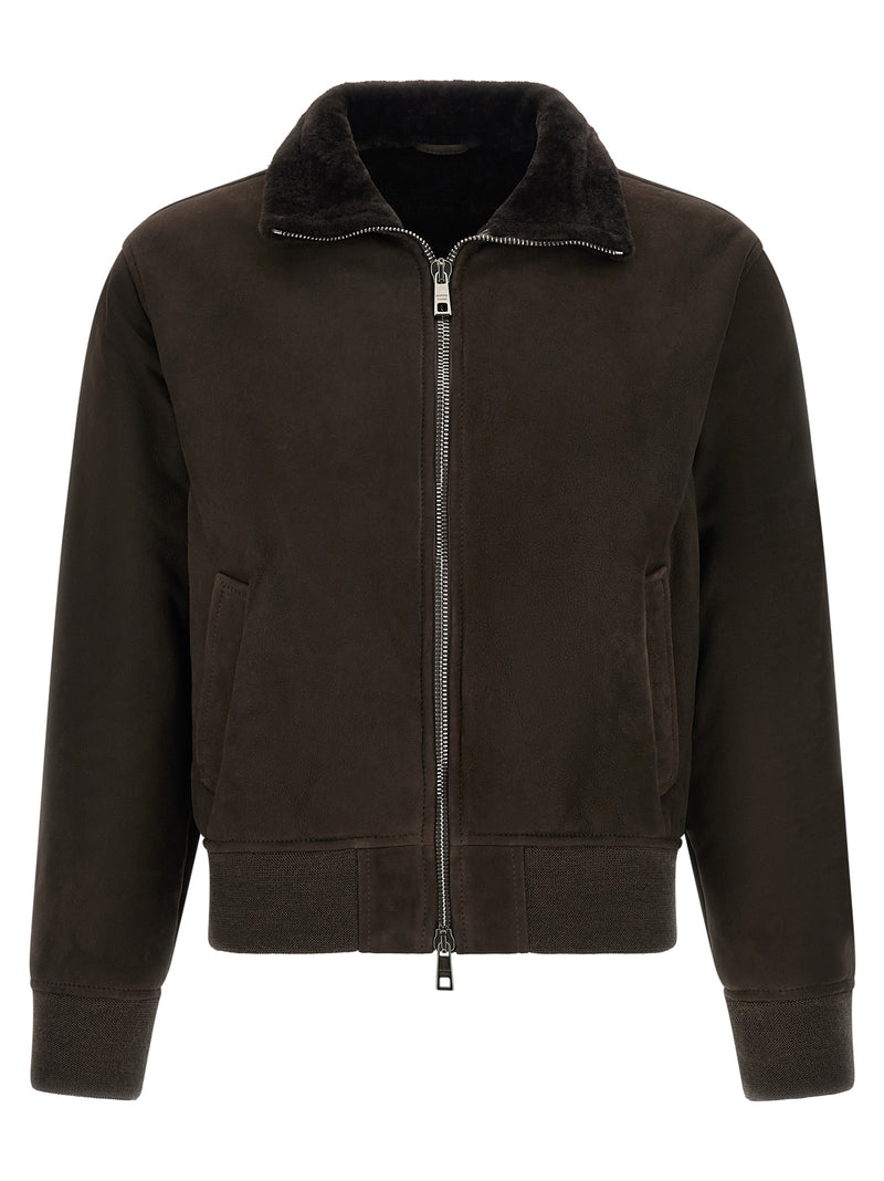 GIORGIO BRATO Blouson en cuir d'agneau marron