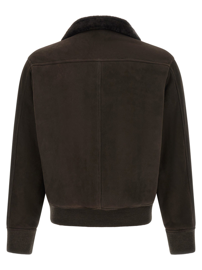 GIORGIO BRATO Blouson en cuir d'agneau marron