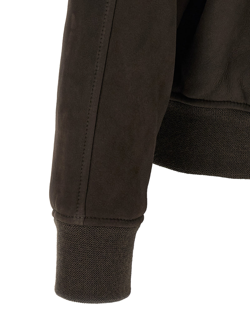 GIORGIO BRATO Blouson en cuir d'agneau marron