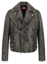 Blouson en cuir de vachette gris Diesel