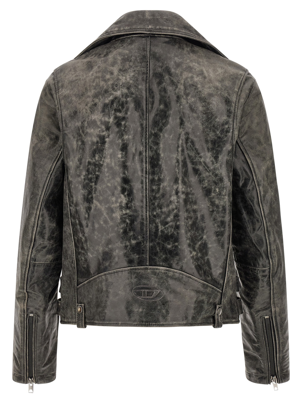 Blouson en cuir de vachette gris Diesel